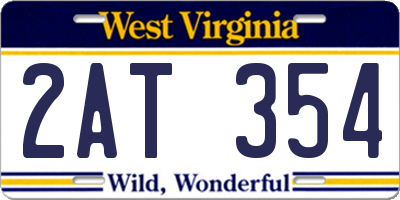 WV license plate 2AT354