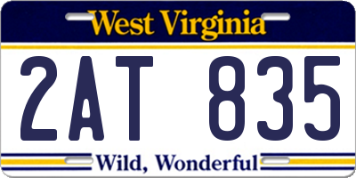 WV license plate 2AT835
