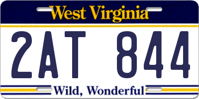 WV license plate 2AT844