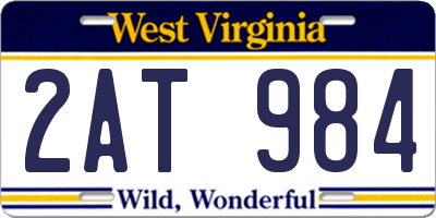 WV license plate 2AT984