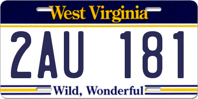 WV license plate 2AU181