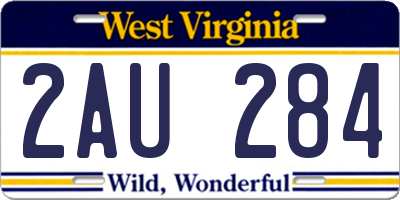 WV license plate 2AU284