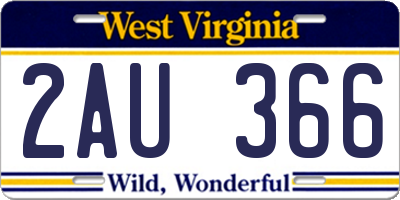 WV license plate 2AU366