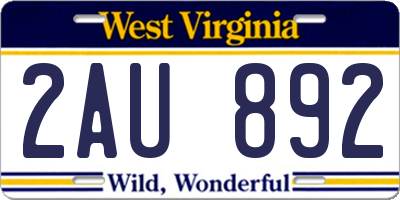WV license plate 2AU892