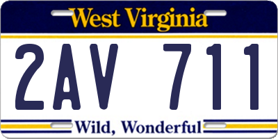 WV license plate 2AV711