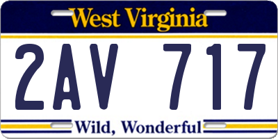 WV license plate 2AV717