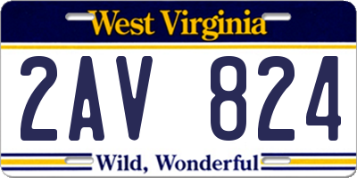 WV license plate 2AV824