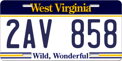 WV license plate 2AV858