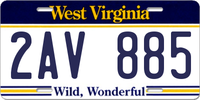 WV license plate 2AV885