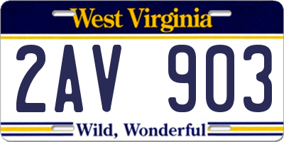 WV license plate 2AV903