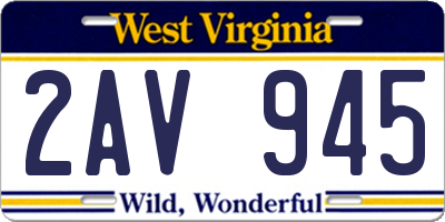 WV license plate 2AV945