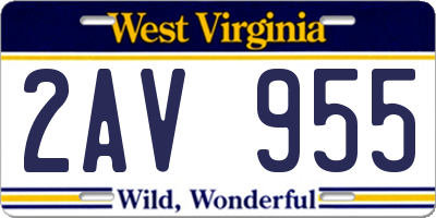 WV license plate 2AV955