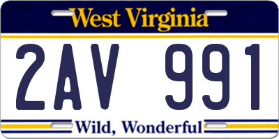 WV license plate 2AV991