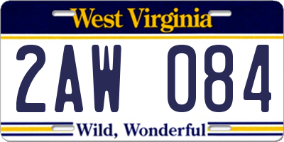 WV license plate 2AW084