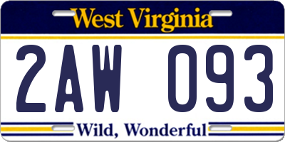 WV license plate 2AW093