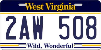 WV license plate 2AW508