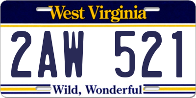 WV license plate 2AW521