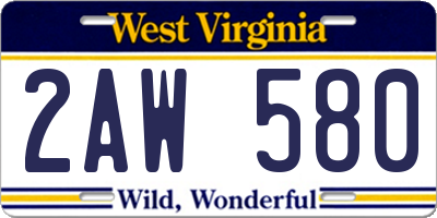 WV license plate 2AW580
