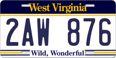 WV license plate 2AW876