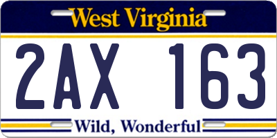 WV license plate 2AX163