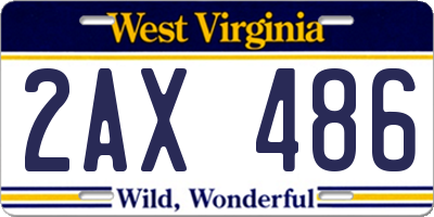 WV license plate 2AX486