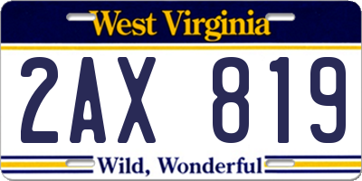 WV license plate 2AX819