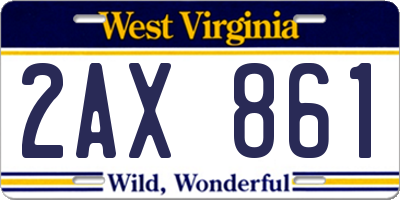WV license plate 2AX861