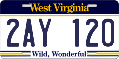WV license plate 2AY120