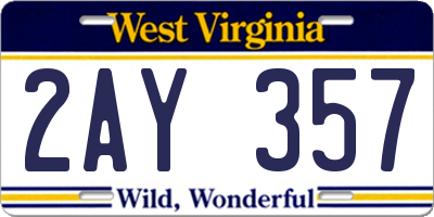WV license plate 2AY357