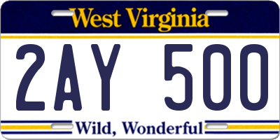 WV license plate 2AY500