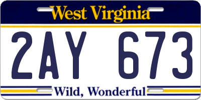 WV license plate 2AY673