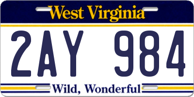 WV license plate 2AY984