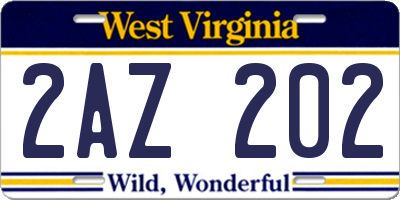 WV license plate 2AZ202