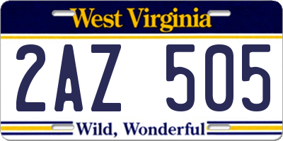 WV license plate 2AZ505