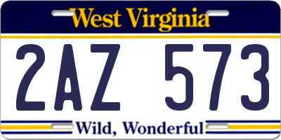 WV license plate 2AZ573