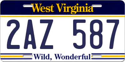 WV license plate 2AZ587