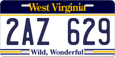 WV license plate 2AZ629