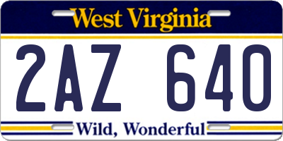 WV license plate 2AZ640