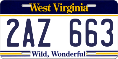 WV license plate 2AZ663