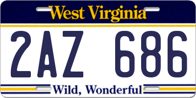 WV license plate 2AZ686