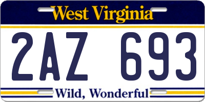 WV license plate 2AZ693