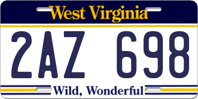 WV license plate 2AZ698