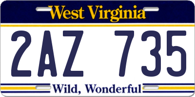 WV license plate 2AZ735