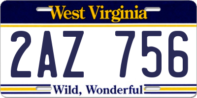 WV license plate 2AZ756