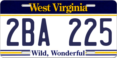 WV license plate 2BA225