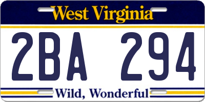 WV license plate 2BA294