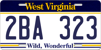 WV license plate 2BA323
