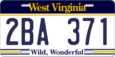 WV license plate 2BA371