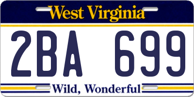 WV license plate 2BA699