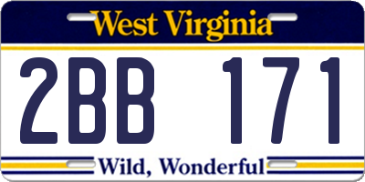 WV license plate 2BB171